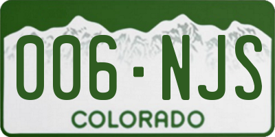 CO license plate 006NJS