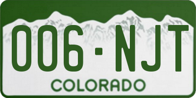 CO license plate 006NJT