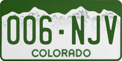 CO license plate 006NJV