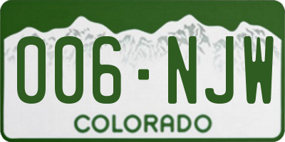 CO license plate 006NJW