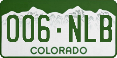 CO license plate 006NLB