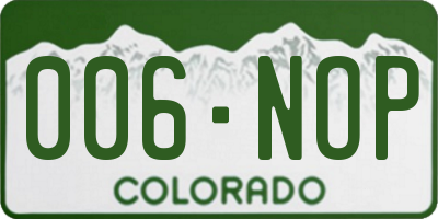 CO license plate 006NOP