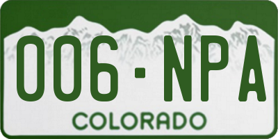 CO license plate 006NPA
