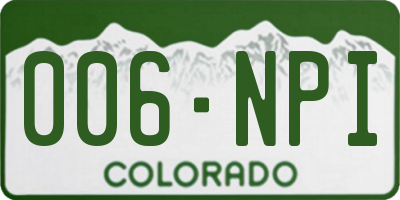 CO license plate 006NPI