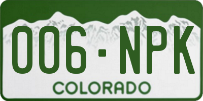 CO license plate 006NPK