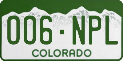 CO license plate 006NPL
