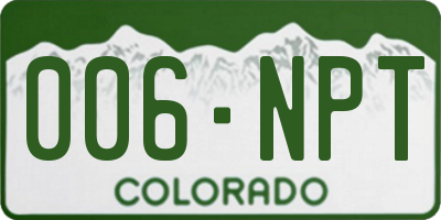 CO license plate 006NPT