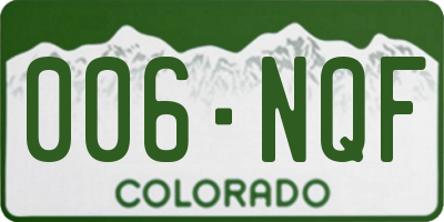 CO license plate 006NQF