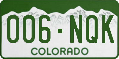 CO license plate 006NQK