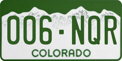 CO license plate 006NQR
