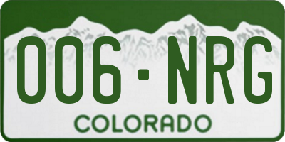CO license plate 006NRG