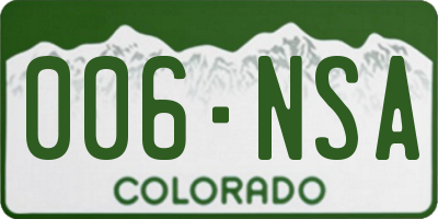 CO license plate 006NSA