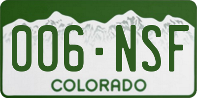 CO license plate 006NSF