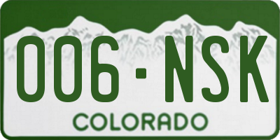 CO license plate 006NSK