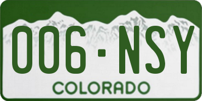 CO license plate 006NSY