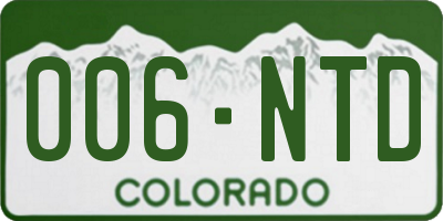 CO license plate 006NTD