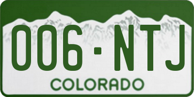 CO license plate 006NTJ