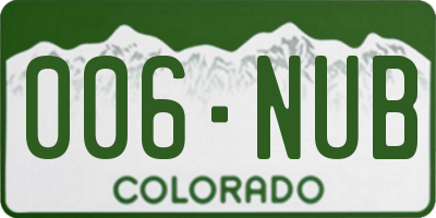 CO license plate 006NUB