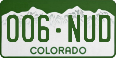 CO license plate 006NUD