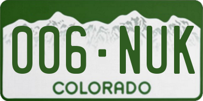 CO license plate 006NUK