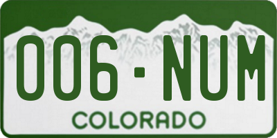 CO license plate 006NUM