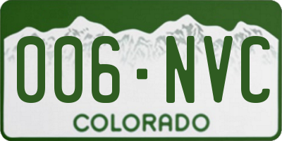 CO license plate 006NVC