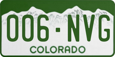 CO license plate 006NVG