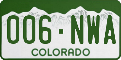 CO license plate 006NWA