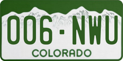 CO license plate 006NWU