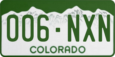 CO license plate 006NXN