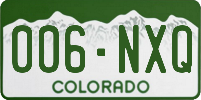 CO license plate 006NXQ