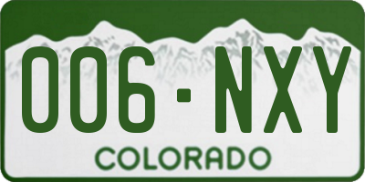 CO license plate 006NXY