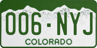 CO license plate 006NYJ