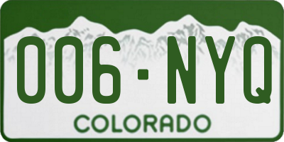 CO license plate 006NYQ