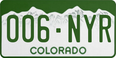 CO license plate 006NYR