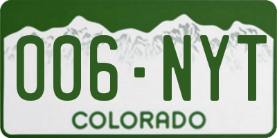 CO license plate 006NYT