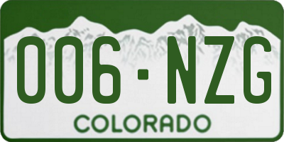CO license plate 006NZG