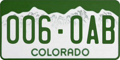 CO license plate 006OAB