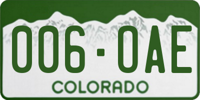 CO license plate 006OAE