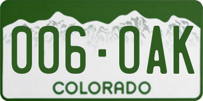 CO license plate 006OAK