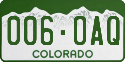 CO license plate 006OAQ
