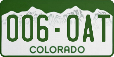 CO license plate 006OAT