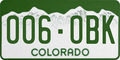 CO license plate 006OBK