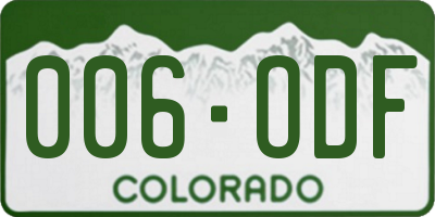 CO license plate 006ODF