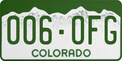 CO license plate 006OFG