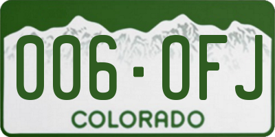 CO license plate 006OFJ