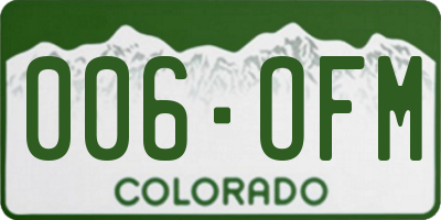 CO license plate 006OFM