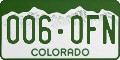 CO license plate 006OFN