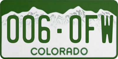 CO license plate 006OFW