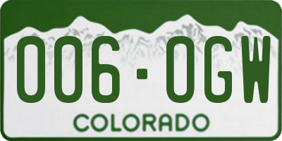 CO license plate 006OGW